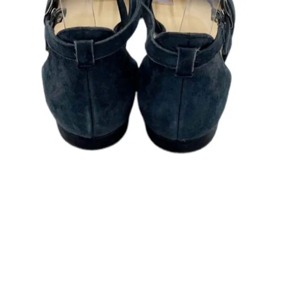 Paul Green Margot Metallic Crossover Dorsay Flats Navy Ankle Wrap Sandals US6.5
