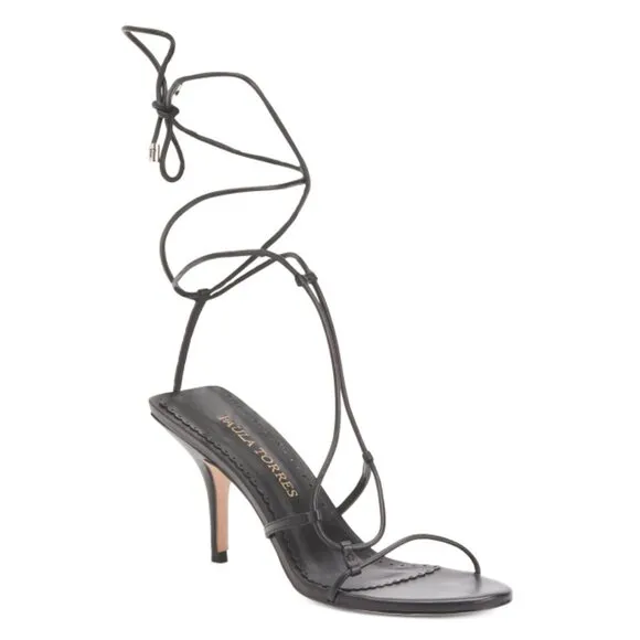 PAULA TORRES Black Handmade In Brazil Leather Audrey Sandals