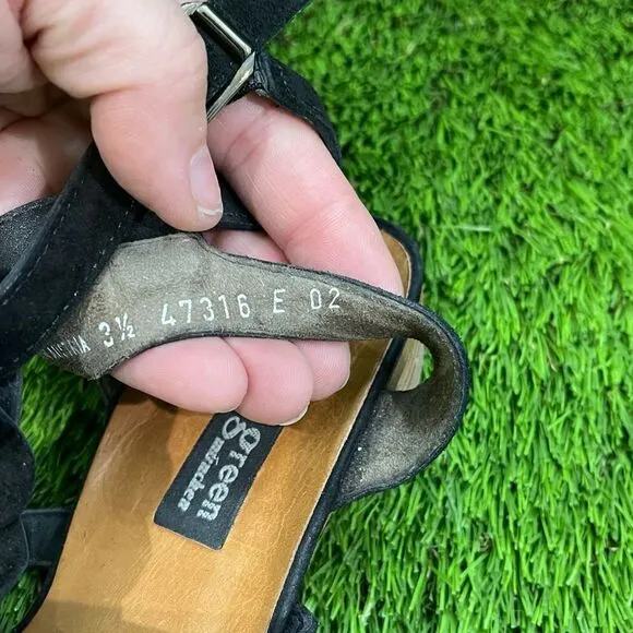 Paul Green Black Suede Flat Sandals