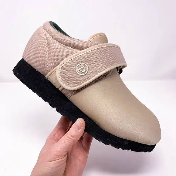 PEDORS Classic Stretch Shoes puffy lightweight sneakers velcro strap beige