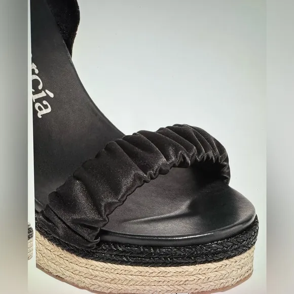 PEDRO GARCIA Teodora Satin Espadrille Wedge Sandals Black 38