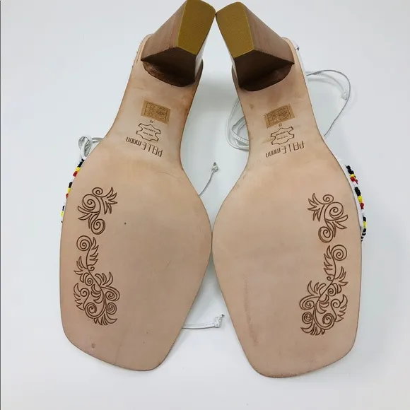 PELLE MODA white leather ankle wrap sandals, size 8, NWOT
