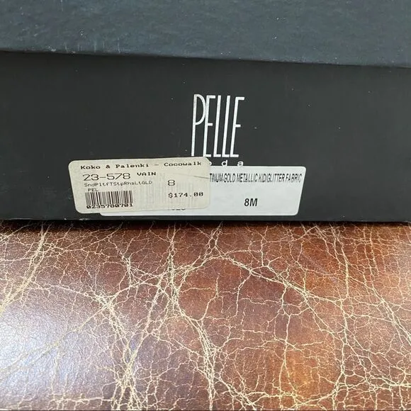 Pelle Moda gold braided ankle heel sandals 8
