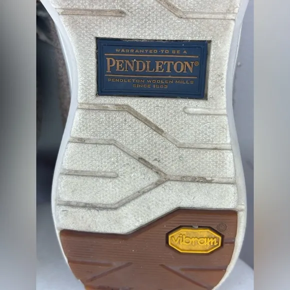 PENDLETON Wool Shoe Sneaker Men's Lace Up Heathered Grey Gray Brown Vibram Sz‎