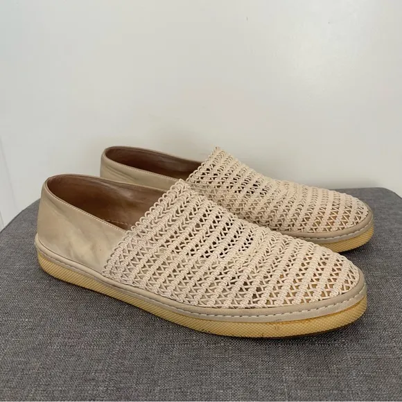 PHILIPPE MODEL Elastic Mesh Lace Slip On Flats - Tan Size 40