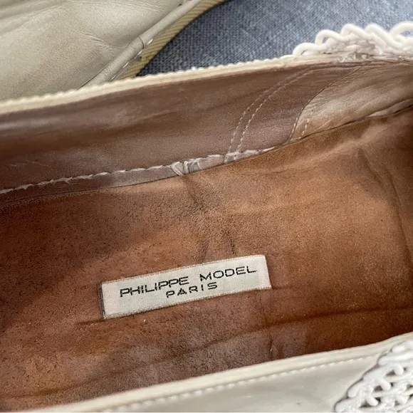 PHILIPPE MODEL Elastic Mesh Lace Slip On Flats - Tan Size 40