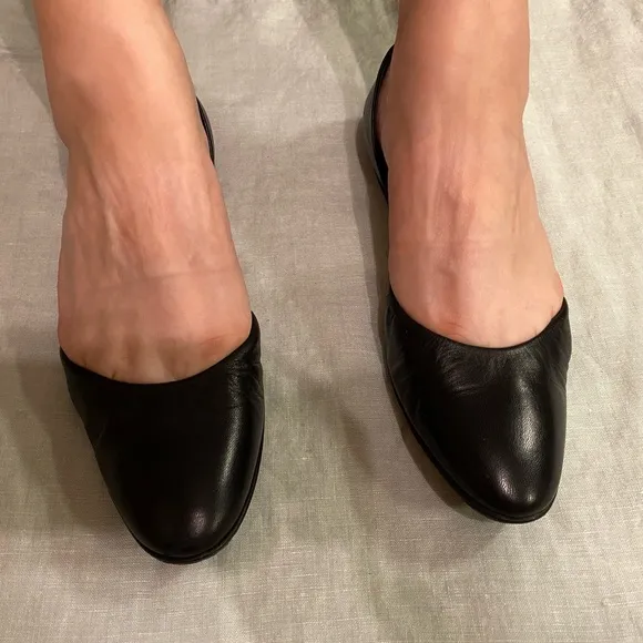 Pierre Hardy black leather stretch d'orsay ballet flats