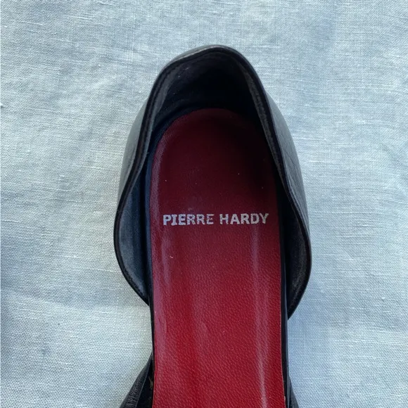 Pierre Hardy black leather stretch d'orsay ballet flats