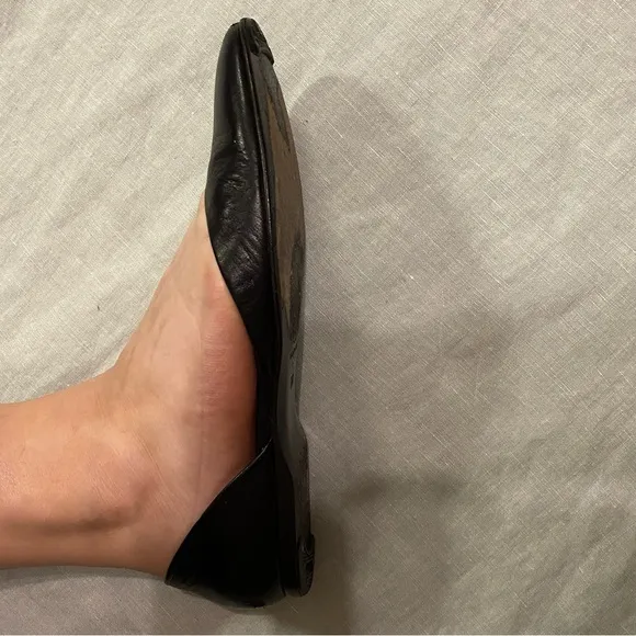 Pierre Hardy black leather stretch d'orsay ballet flats