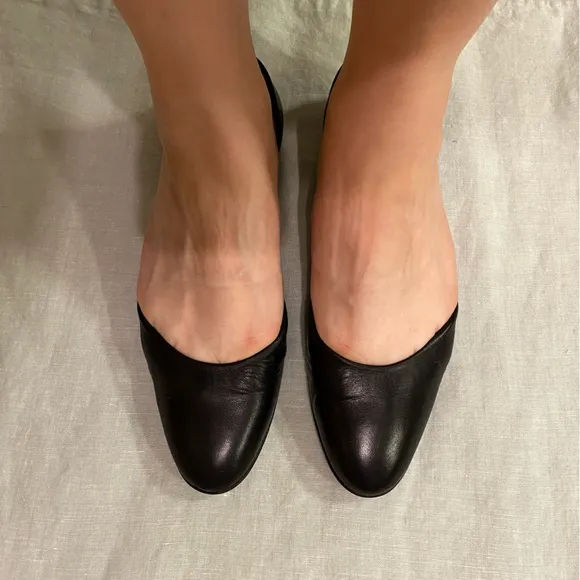 Pierre Hardy black leather stretch d'orsay ballet flats