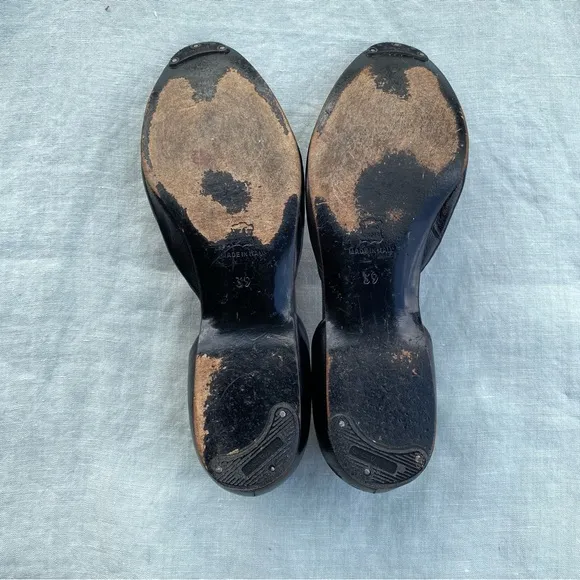 Pierre Hardy black leather stretch d'orsay ballet flats