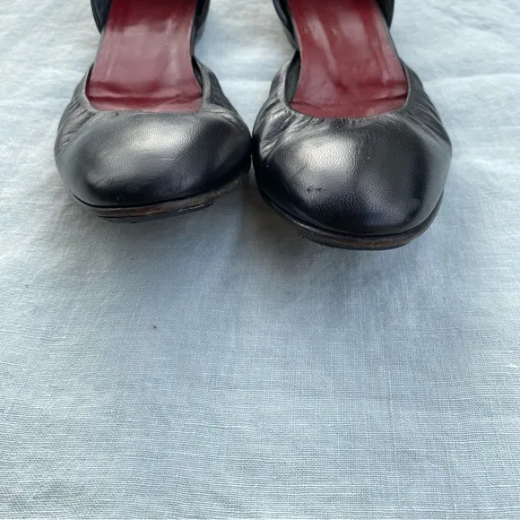 Pierre Hardy black leather stretch d'orsay ballet flats