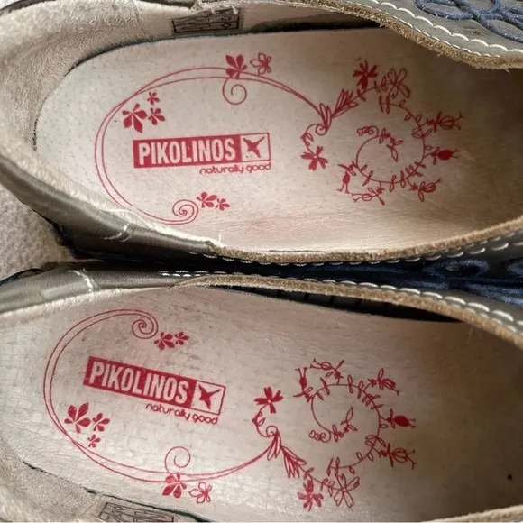 Pikolinos Leather Slip On Flats Perforated Embroidered Comfort Non-Slip 9/9.5
