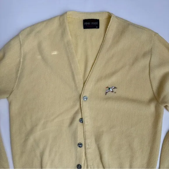 Pine State Vintage Grandpa Sweater Cardigan Yellow M