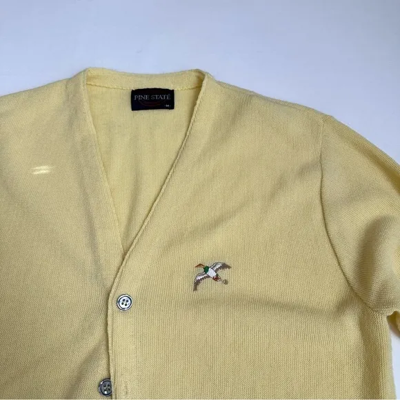 Pine State Vintage Grandpa Sweater Cardigan Yellow M