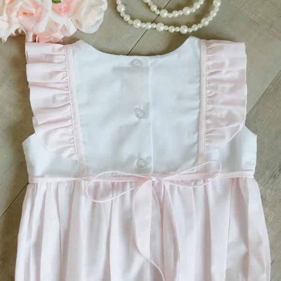 Pink and White Hand Embroidered Romper Bubble Bailey Boy's New with Tags