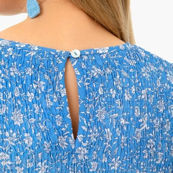 PINK CITY PRINTS Tuckernuck Cornflower Lolita Isabel Dress Blue Smocked Midi Sm