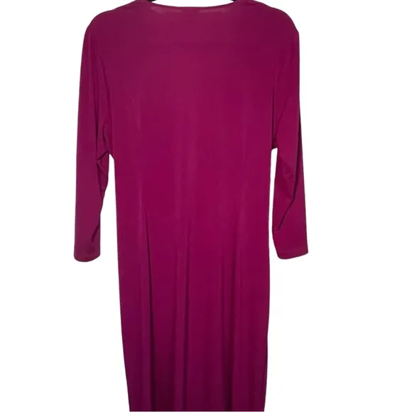 Pink Fuchsia Long 3/4 Sleeve Deep V Wrap Bethany Dress Chico's Size 2