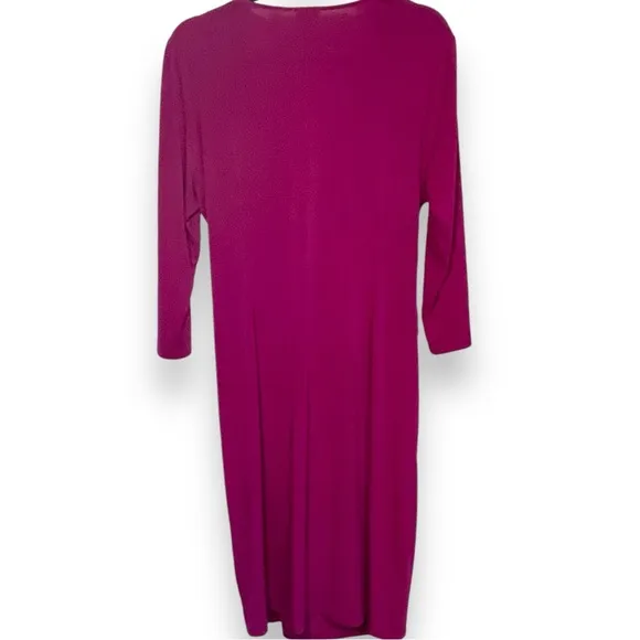 Pink Fuchsia Long 3/4 Sleeve Deep V Wrap Bethany Dress Chico's Size 2