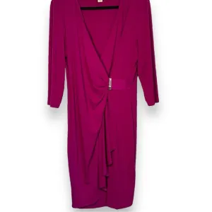 Pink Fuchsia Long 3/4 Sleeve Deep V Wrap Bethany Dress Chico's Size 2