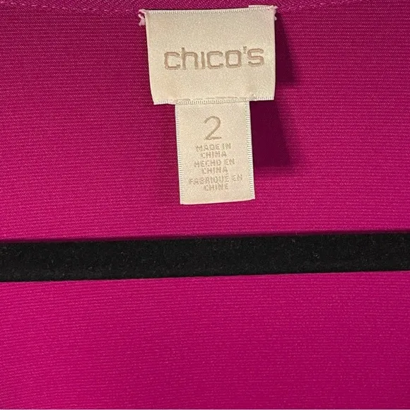 Pink Fuchsia Long 3/4 Sleeve Deep V Wrap Bethany Dress Chico's Size 2