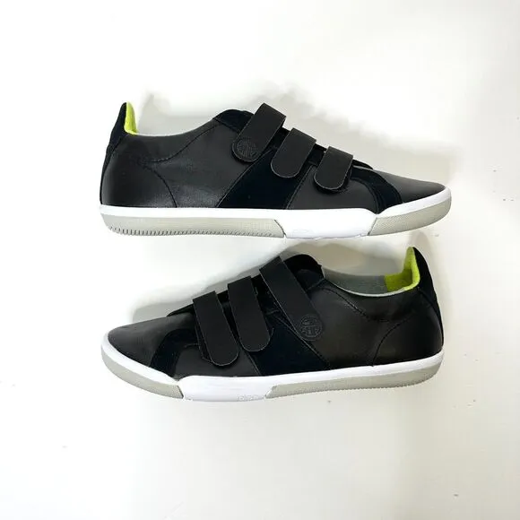 PLAE Larkin Sneakers Mens 7M Black Neon Yellow Easy Straps Athleisure
