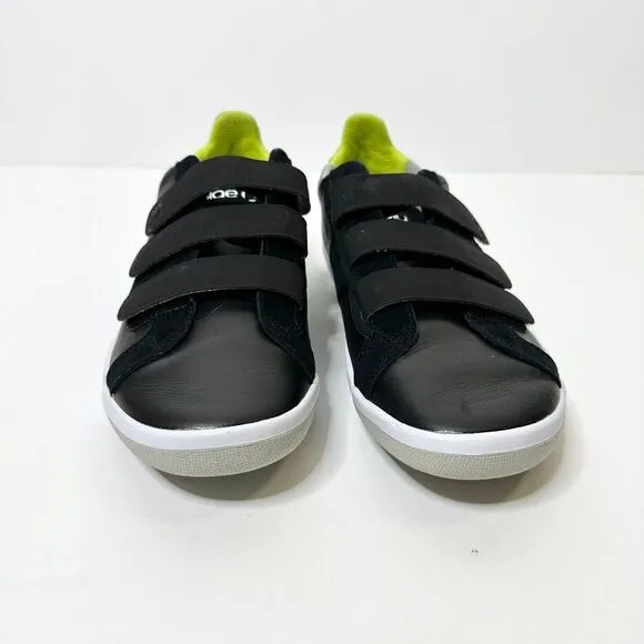 PLAE Larkin Sneakers Mens 7M Black Neon Yellow Easy Straps Athleisure