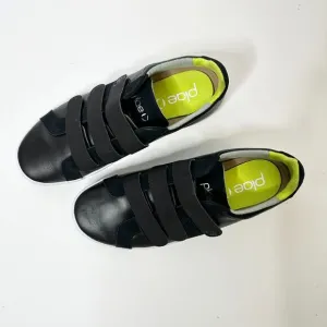 PLAE Larkin Sneakers Mens 7M Black Neon Yellow Easy Straps Athleisure