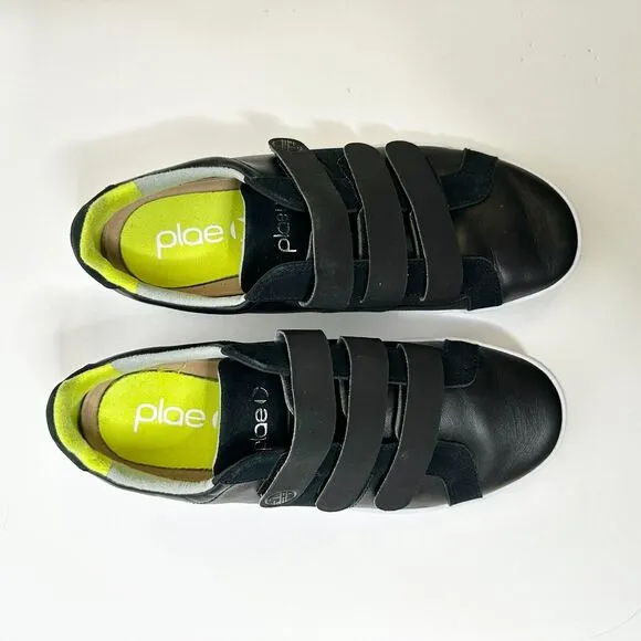PLAE Larkin Sneakers Unisex 8 1/2 W Women Black Neon Yellow Easy Straps
