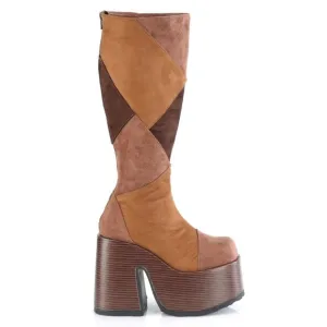 Platform Heel Patchwork Knee High Boots