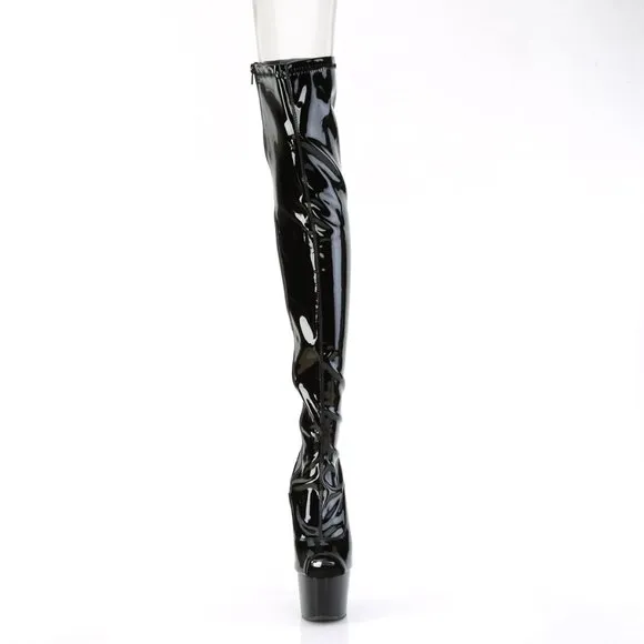 Platform High Heel Patent Leather Thigh High Boots