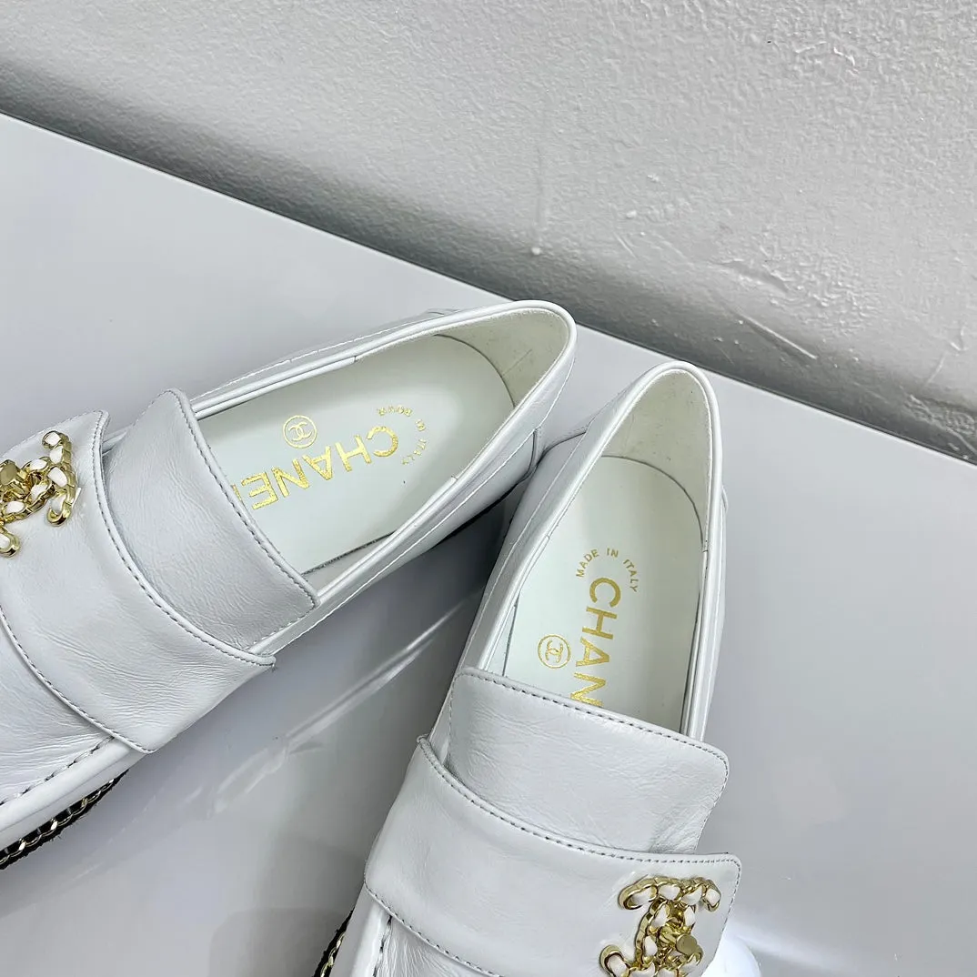 PLATFORM LOAFERS WHITE CALFSKIN