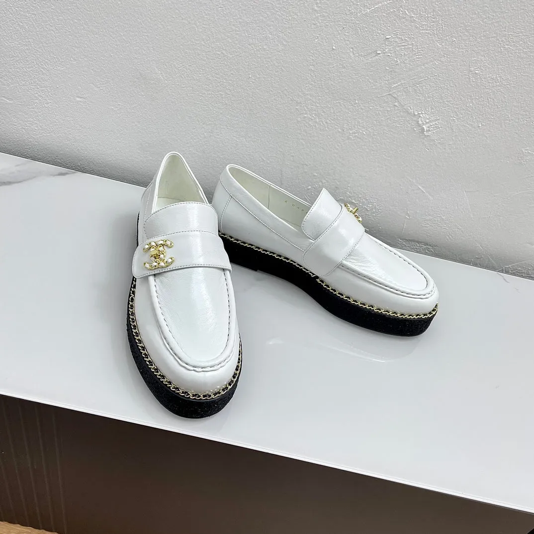 PLATFORM LOAFERS WHITE CALFSKIN