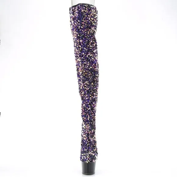 Platform Sequin Heeled Thigh High Boots