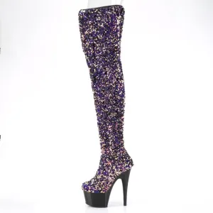 Platform Sequin Heeled Thigh High Boots