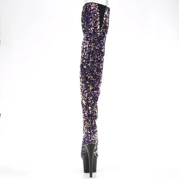 Platform Sequin Heeled Thigh High Boots