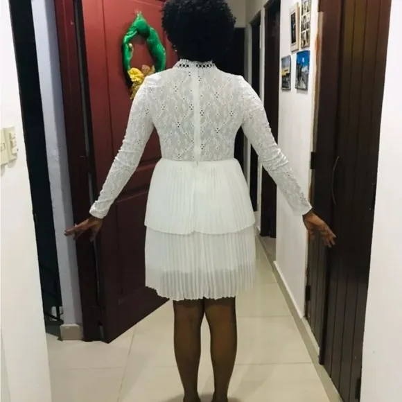 Pleaded white dress