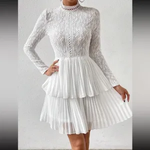 Pleaded white dress