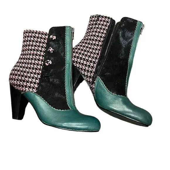 Poetic Licence Granny Boots, Size 9.5, 41, Green Leather boots