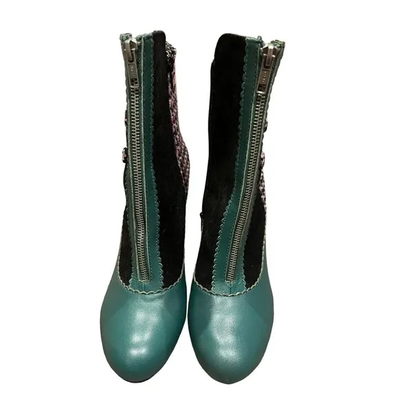 Poetic Licence Granny Boots, Size 9.5, 41, Green Leather boots