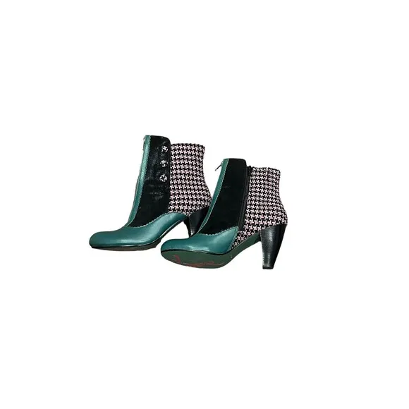 Poetic Licence Granny Boots, Size 9.5, 41, Green Leather boots