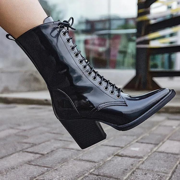 Pointed Toe Lace High Boots