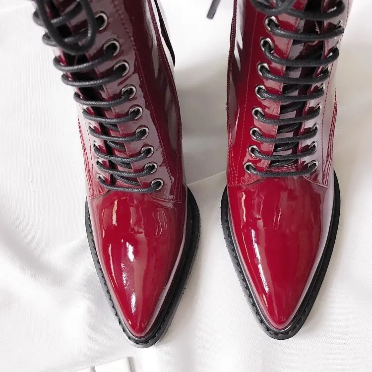 Pointed Toe Lace High Boots