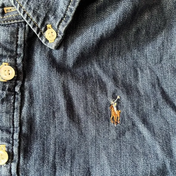 Polo Ralph Lauren Girls' Long Sleeve Button Denim Shirt Dress - No Belt
