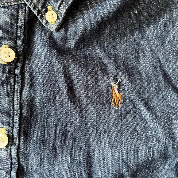 Polo Ralph Lauren Girls' Long Sleeve Button Denim Shirt Dress - No Belt
