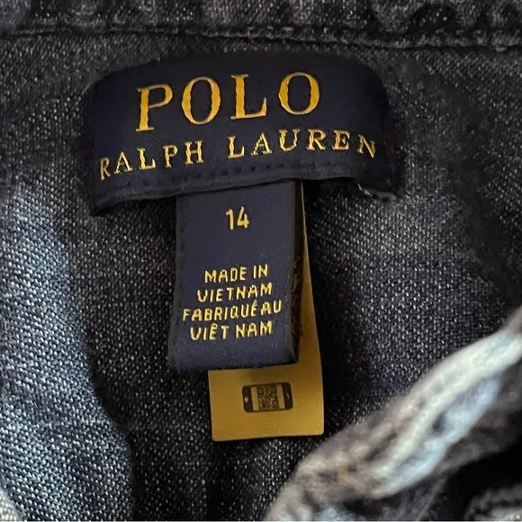 Polo Ralph Lauren Girls' Long Sleeve Button Denim Shirt Dress - No Belt