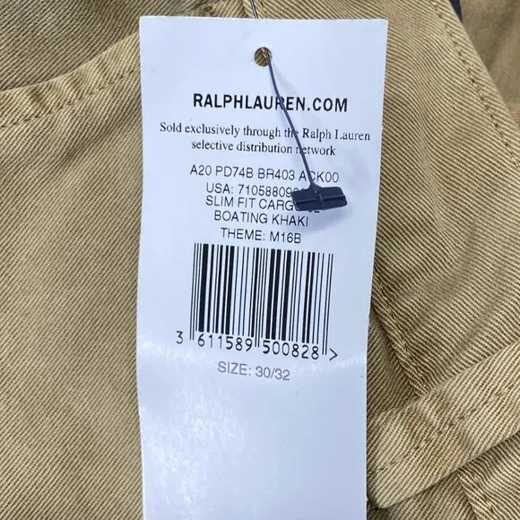 Polo Ralph Lauren Men’s Cargo Pants Tan Size 30 Slim Fit Stretch – NWT