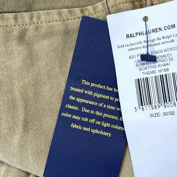 Polo Ralph Lauren Men’s Cargo Pants Tan Size 30 Slim Fit Stretch – NWT