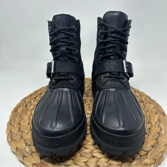 POLO RALPH LAUREN Oslo High Boots Leather Black Size 7.5 Men's