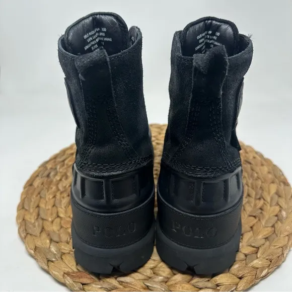 POLO RALPH LAUREN Oslo High Boots Leather Black Size 7.5 Men's
